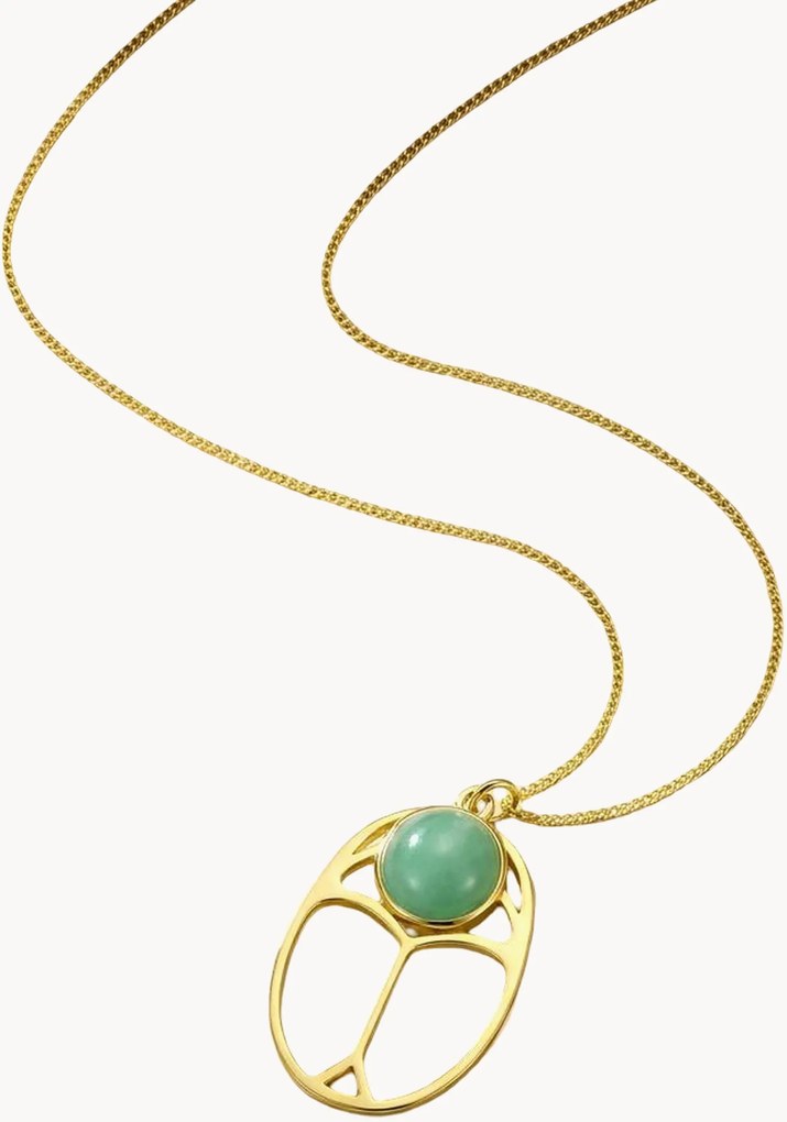 Colar banhado a ouro com amazonite verde-clara Neo