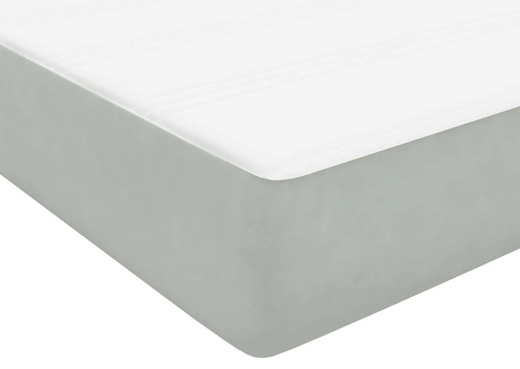 Cama box spring com colchão 100x210 cm veludo cinzento claro