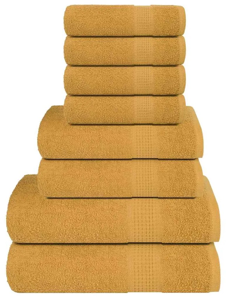 vidaXL 8pcs Conjunto de toalhas FROGN 360 g/m² dourado