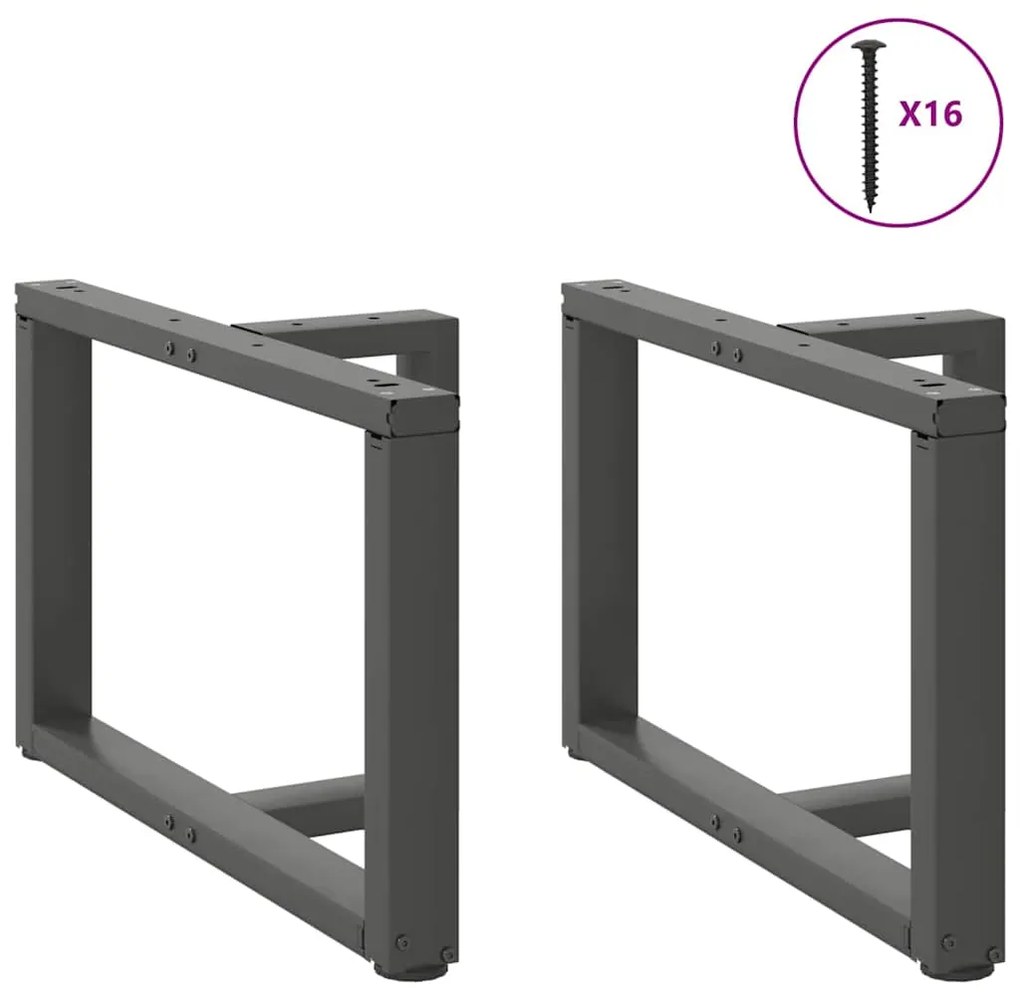 Pés para mesa de centro em forma de T, 2 peças, antracite, 70x25x(42-4