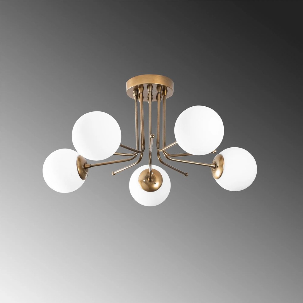 Lustre Daisy – Dourado e Branco – 80 x 80 cm