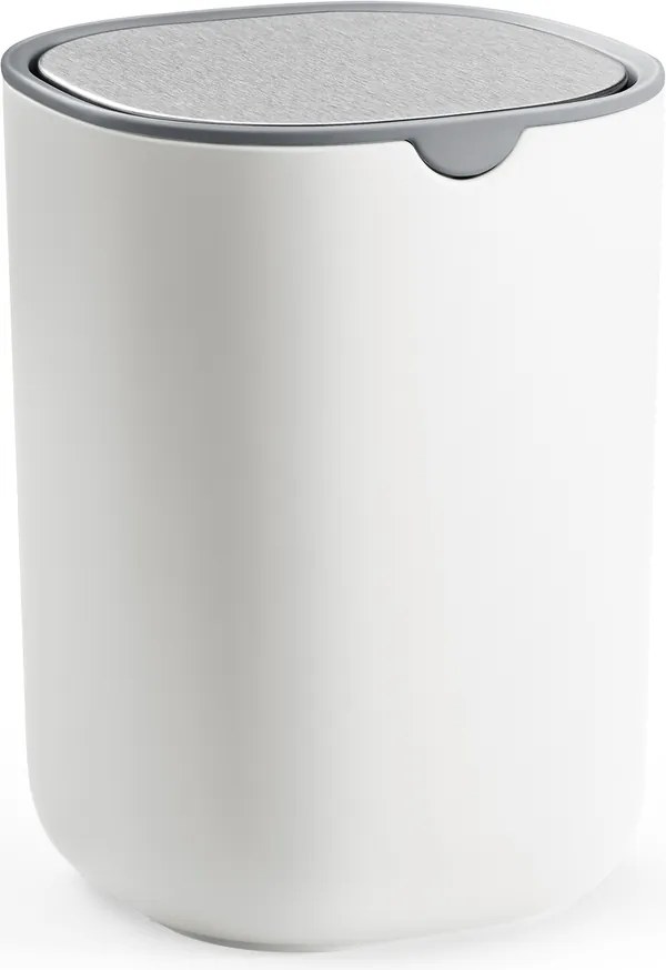 Caixote do lixo de mesa escritório em aço inoxidável, 1,5 L, com tampa basculante Branco