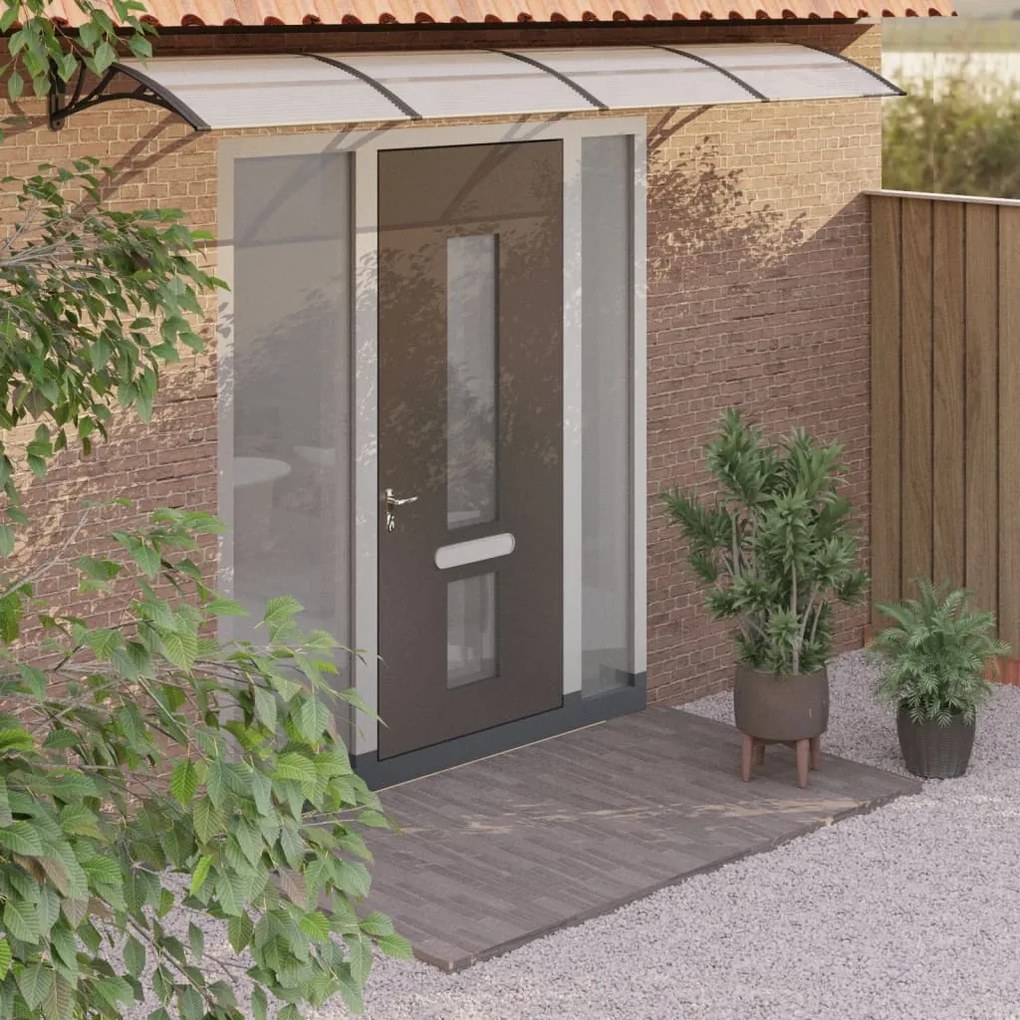 153591 vidaXL Toldo para porta 350x80 cm policarbonato preto/transparente