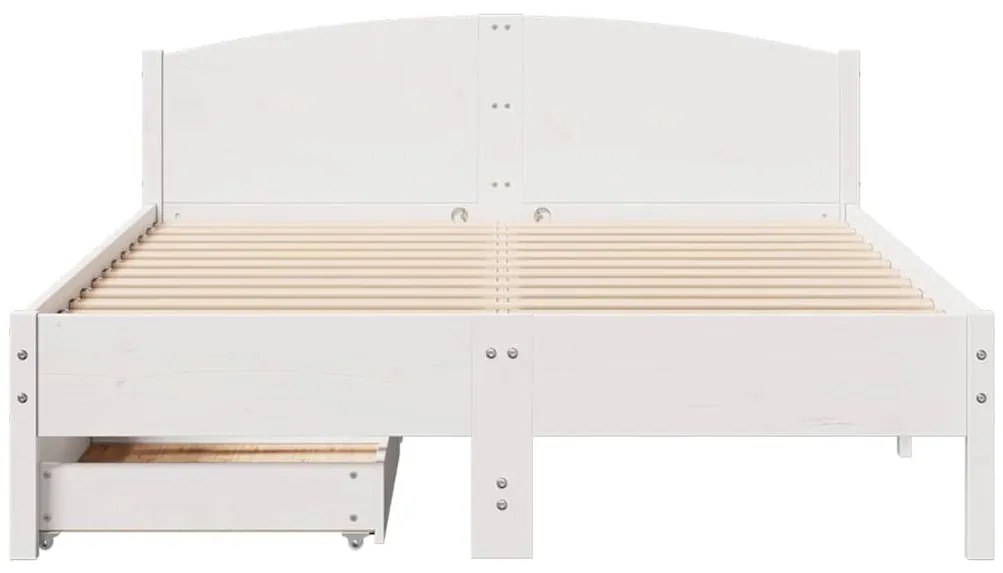 Cama sem colchão 140x200 cm madeira de pinho maciça branco
