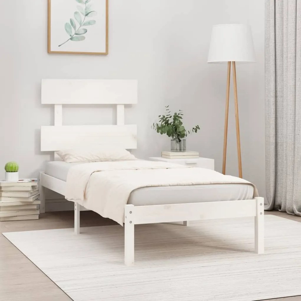 Estrutura de cama 90x200 cm madeira maciça branco