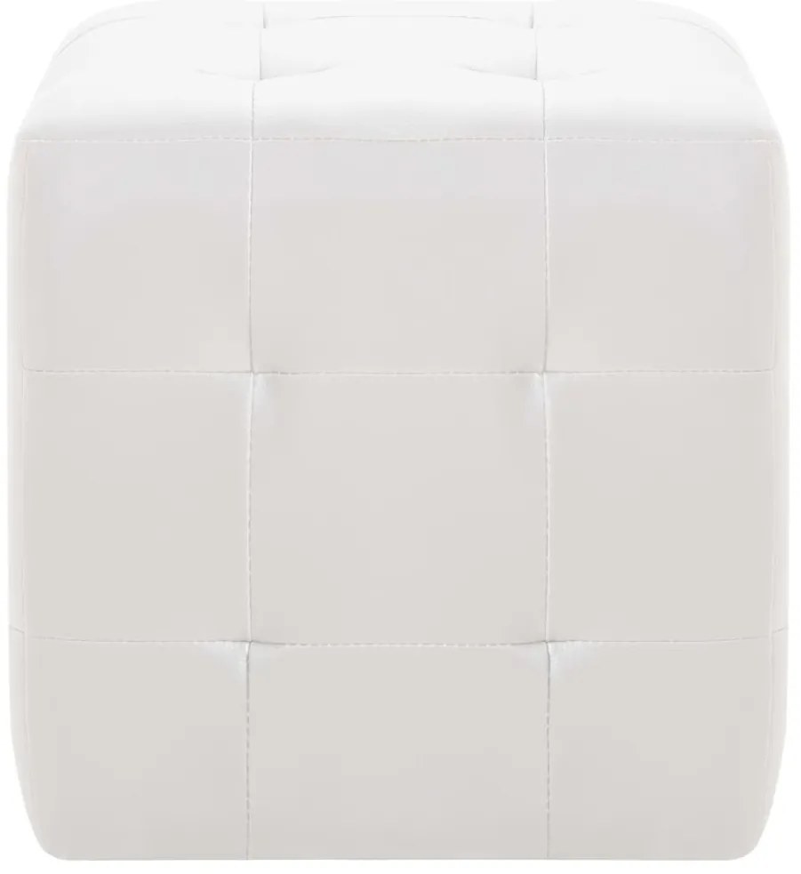 Pufe 2 pcs 30x30x30 cm couro artificial branco