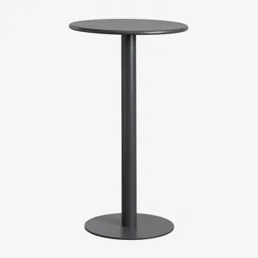 Mesa Alta De Jardim Redonda Ø60 Cm Em Ferro Mizzi Cinza Grafito - Sklum
