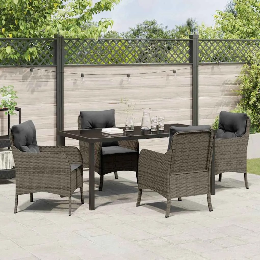 Conjunto de Jantar de Jardim com Almofadas Cinza Vime Poliéster