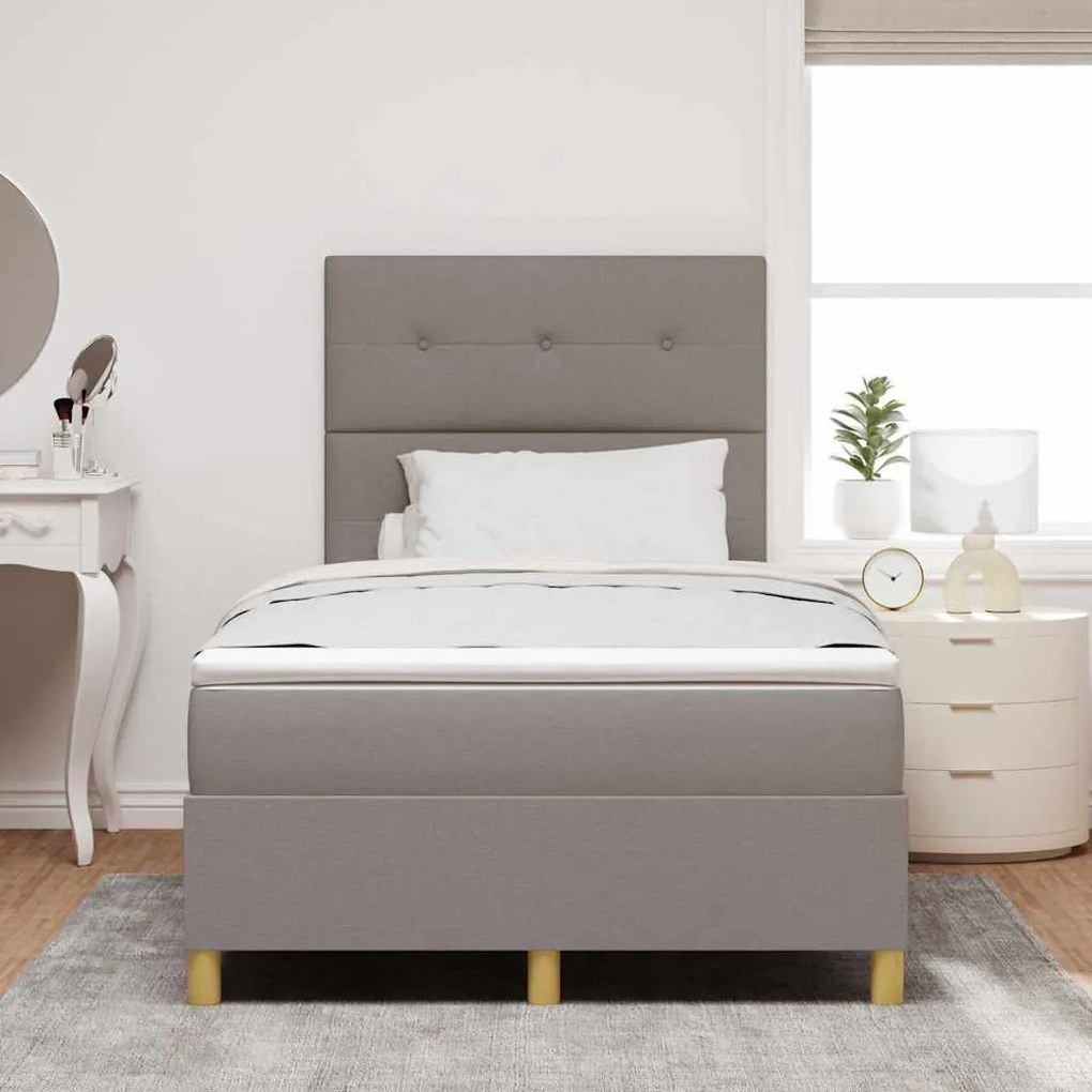 Cama Box Spring com Colchão &amp; LED Taupe 120x190 cm Tecido