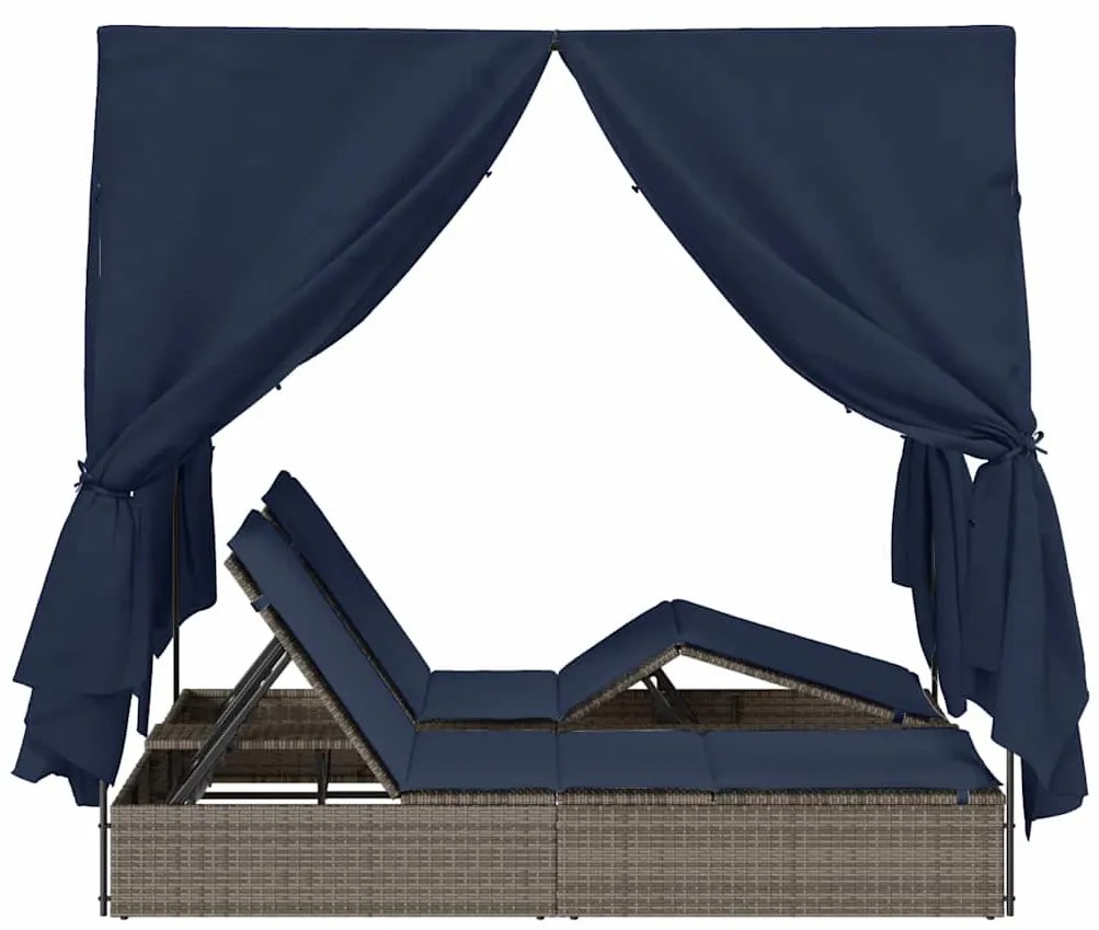 Cama Dupla de Sol Cinzeto Grande Vime &amp; Almofadas de Poliéster