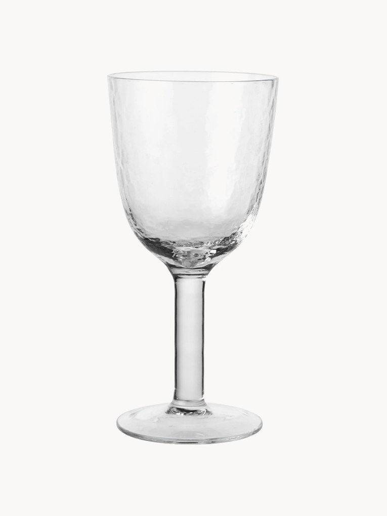 Copos de vinho branco artesanais de vidro artesanal martelado, 4 uni.