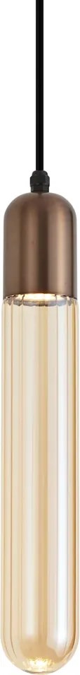 Candeeiro Suspenso Art Deco Bronze Escuro com Vidro Canelado IP44 - Walcott