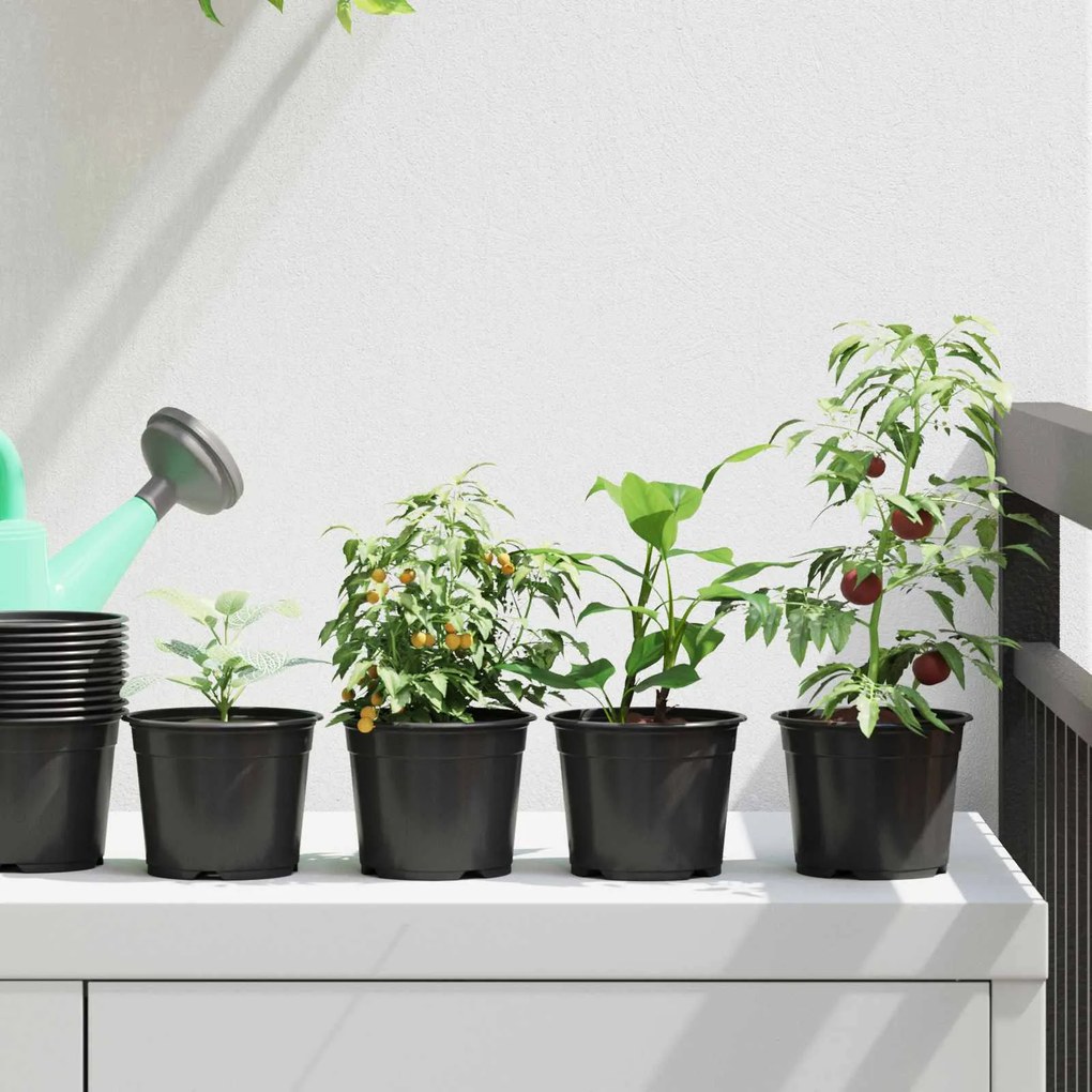 vidaXL Vaso de Flores 50 pcs Preto Ø 15 x 12.5 cm Plástico