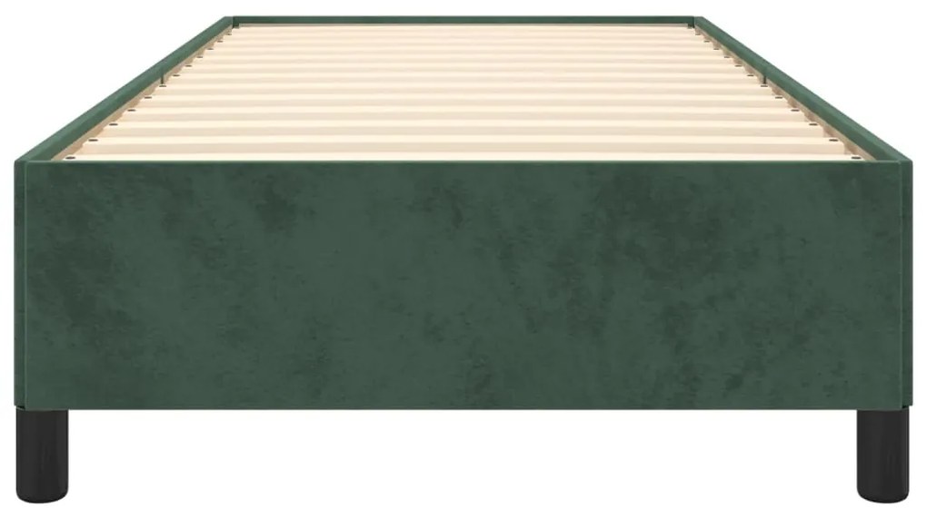 Estrutura de cama sem colchão 80x200 cm veludo verde-escuro
