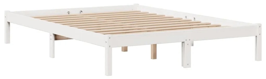 Cama com estante sem colchão 140x200 cm pinho maciço branco