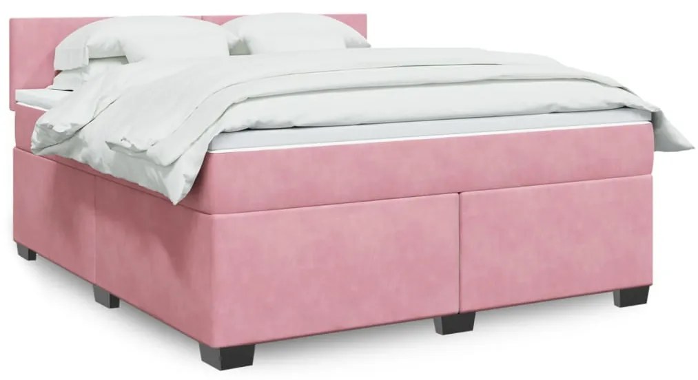 vidaXL Cama com molas/colchão 180x200 cm veludo rosa