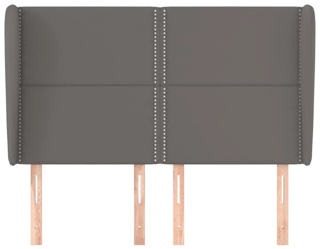 Cabeceira cama c/ abas couro artif. 147x23x118/128 cm cinzento
