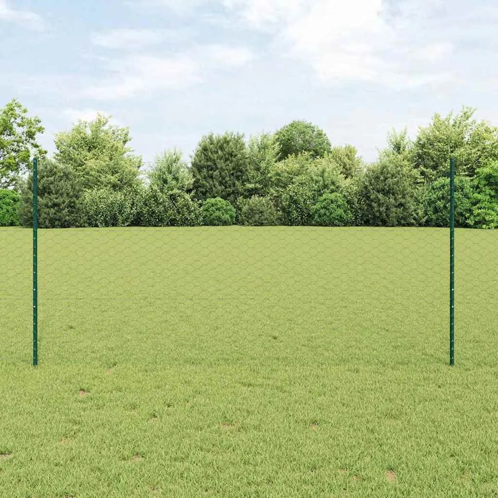 vidaXL Cerca com Poste Verde 1,2 x 10 m Aço e PVC