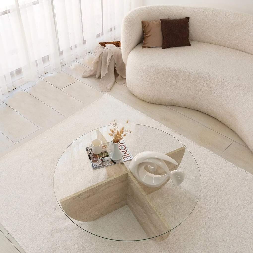 Mesa de Centro Lily – Travertino – Diâmetro 90 cm Altura 30 cm