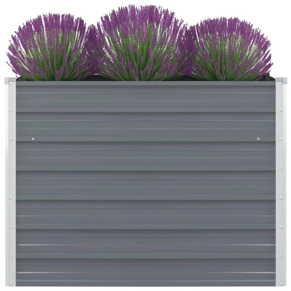 42407 vidaXL Canteiro jardim elevado 100x100x77cm aço galvanizado cinzento