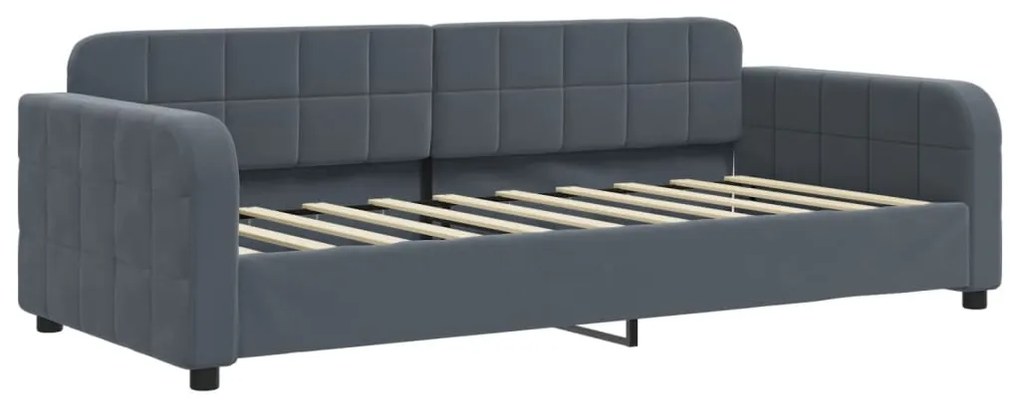 Sofá-cama com colchão 90x190 cm veludo cinzento-escuro