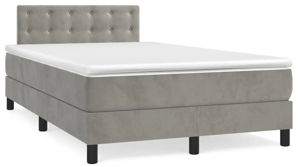 Cama boxspring com colchão 120x190 cm veludo cinzento-claro