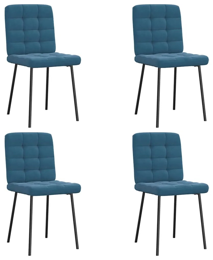 Cadeiras de jantar 4 pcs veludo azul