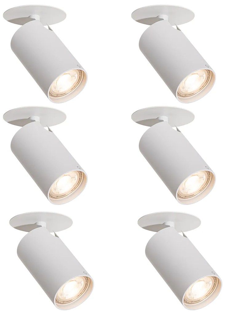 Conjunto de 6 focos embutidos modernos brancos GU10 50mm - Chels Moderno
