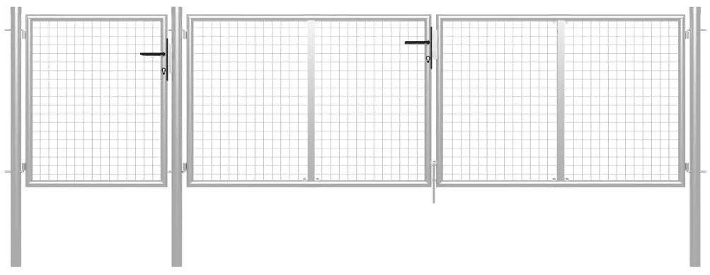 Portão de jardim 400x75 cm aço prateado
