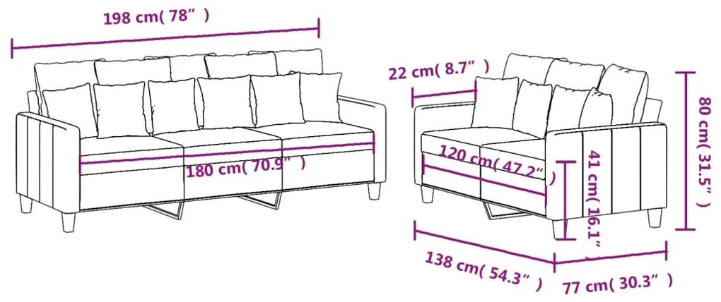 2 pcs conjunto de sofás com almofadões tecido cinzento-escuro