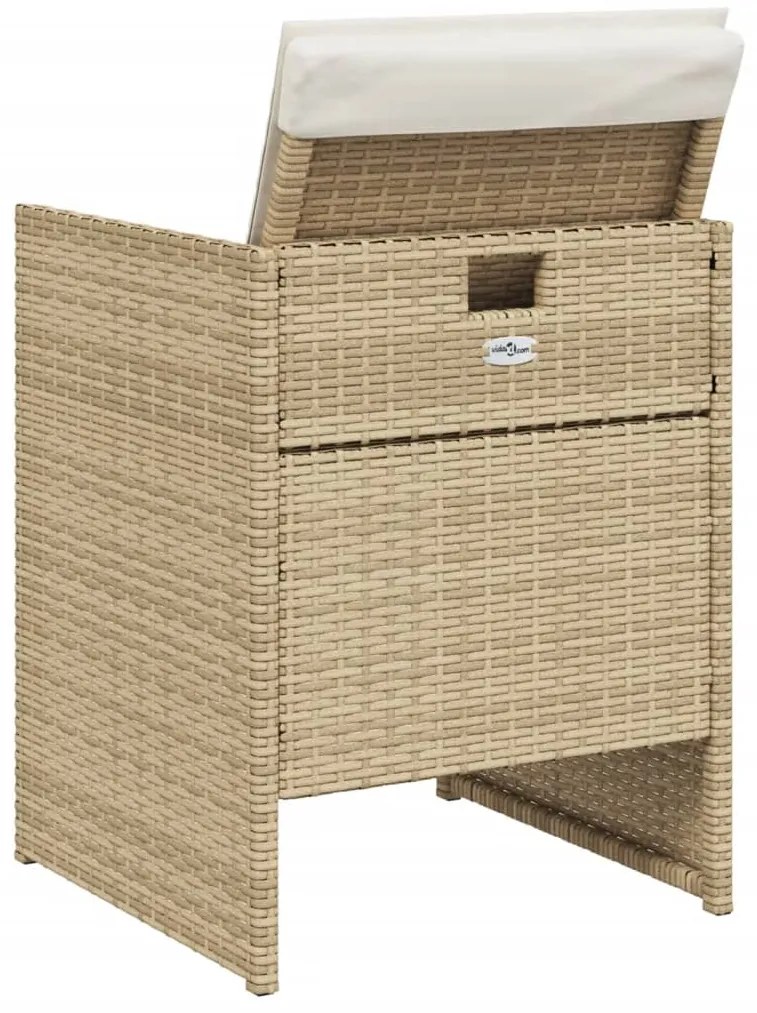 5 pcs conjunto de jantar p/ jardim com almofadões vime PE bege