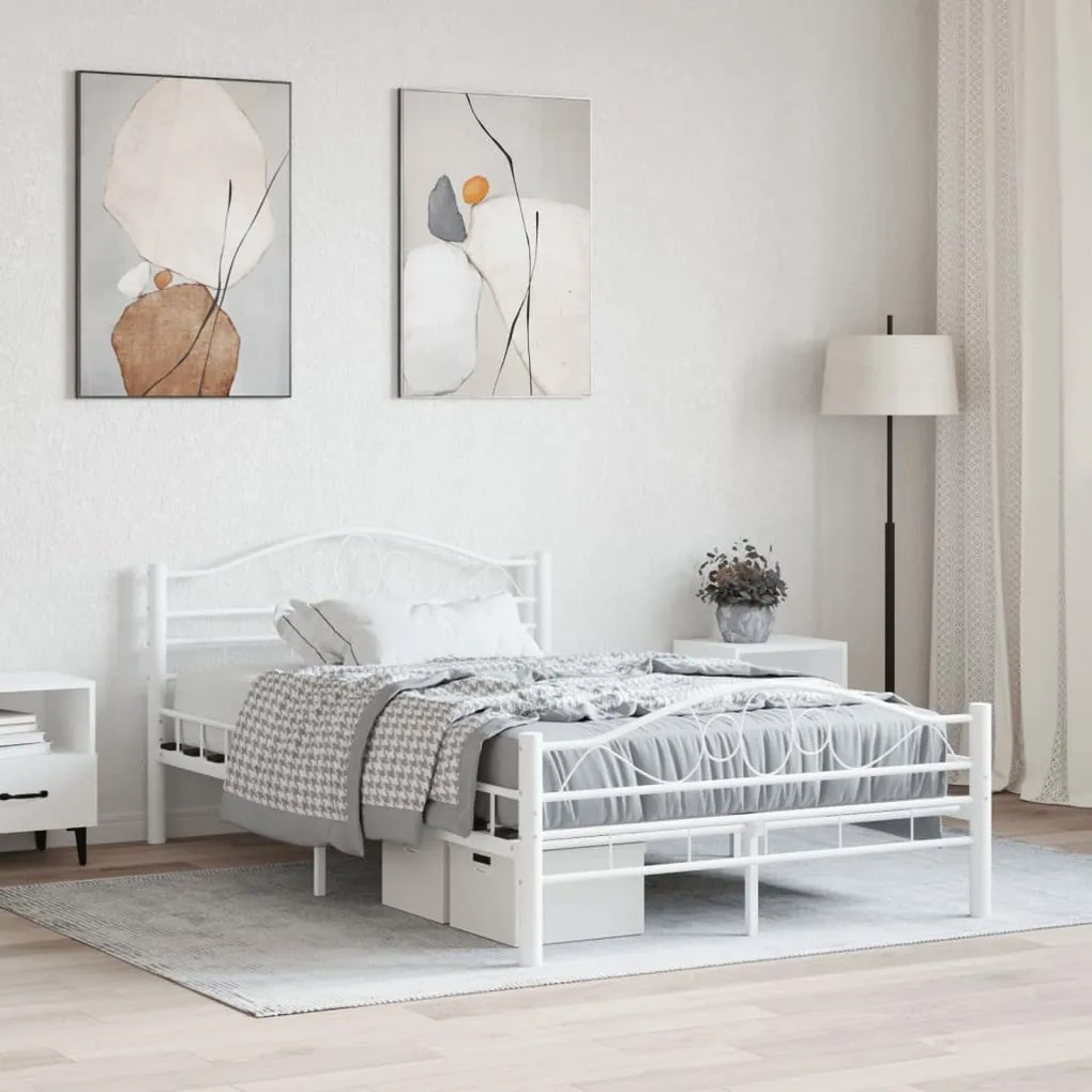 vidaXL Estrutura de cama 120x200 cm metal branco