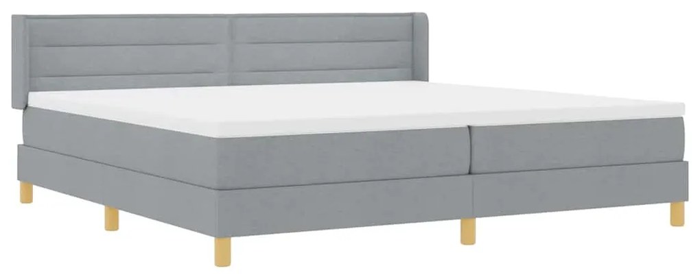 Cama Box com Colchão Cinza Claro - 200 x 200 cm, Têxtil.