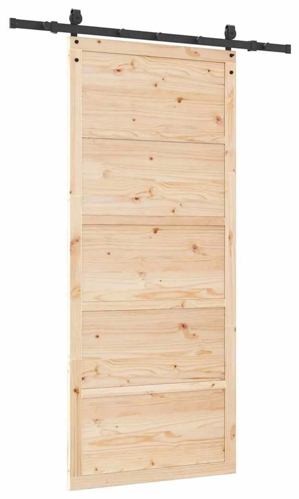 Porta Deslizante Castanho 80 x 208 cm Madeira de pinho maciça