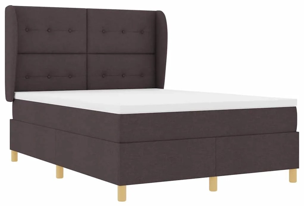 Cama Box Spring vidaXL com Colchão Marrom Escuro 140x200 cm Tecido