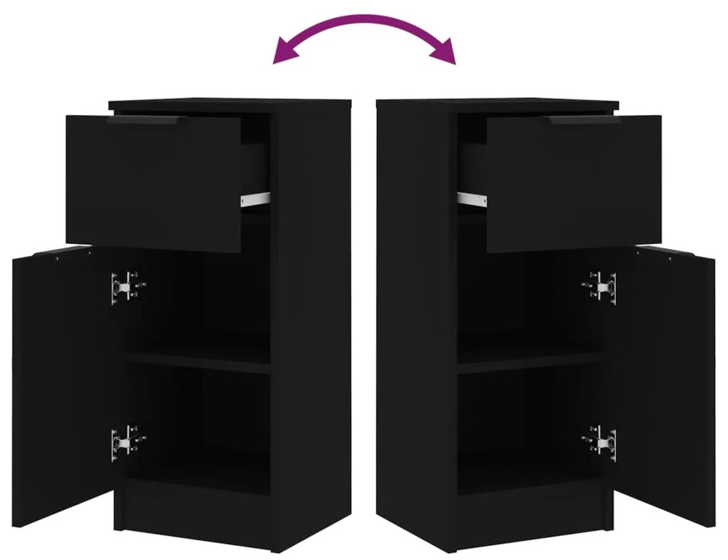Aparadores 2 pcs 30x30x70 cm derivados de madeira preto