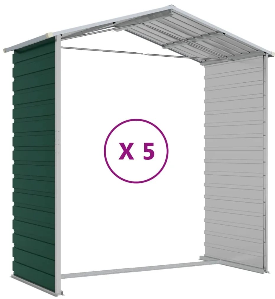 Abrigo de jardim 191x470x198 cm aço galvanizado verde