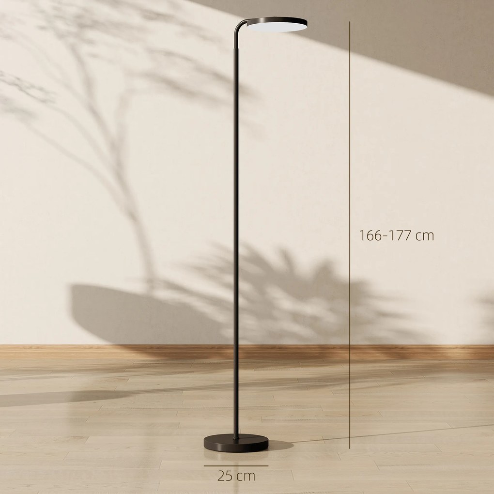 Candeeiro de pé LED 41x25x177 cm, intensidade regulável, cabeça giratória de 350°, comando magnético, preto