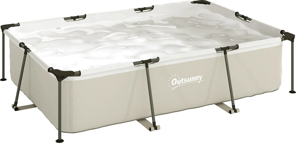 Piscina Desmontável Tubular 316x238x66,5 3701 L Piscina Retangular com Estrutura Metálica para 2-4 Pessoas Cinza