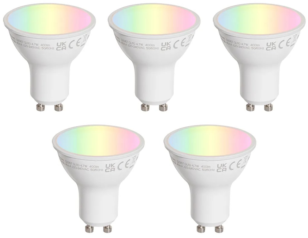 Conjunto de 5 lâmpadas LED GU10 50mm transparentes 4,7W 400 lm 2200-2400K