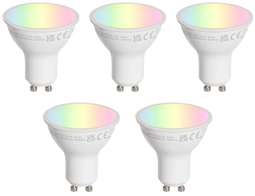 Conjunto de 5 Lâmpadas LED GU10 transparentes 50mm 4.7W 400 lm 2200-2400K