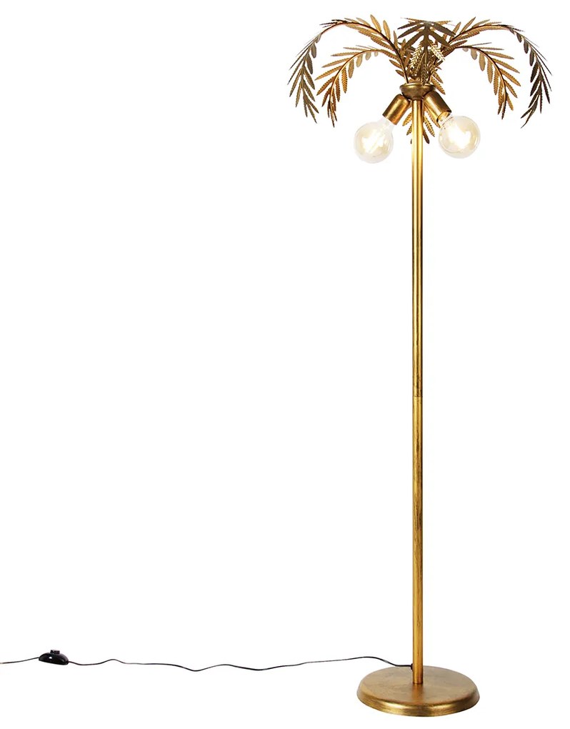 Candeeiro de pé vintage dourado 156 cm 2 luzes - Botanica Retro