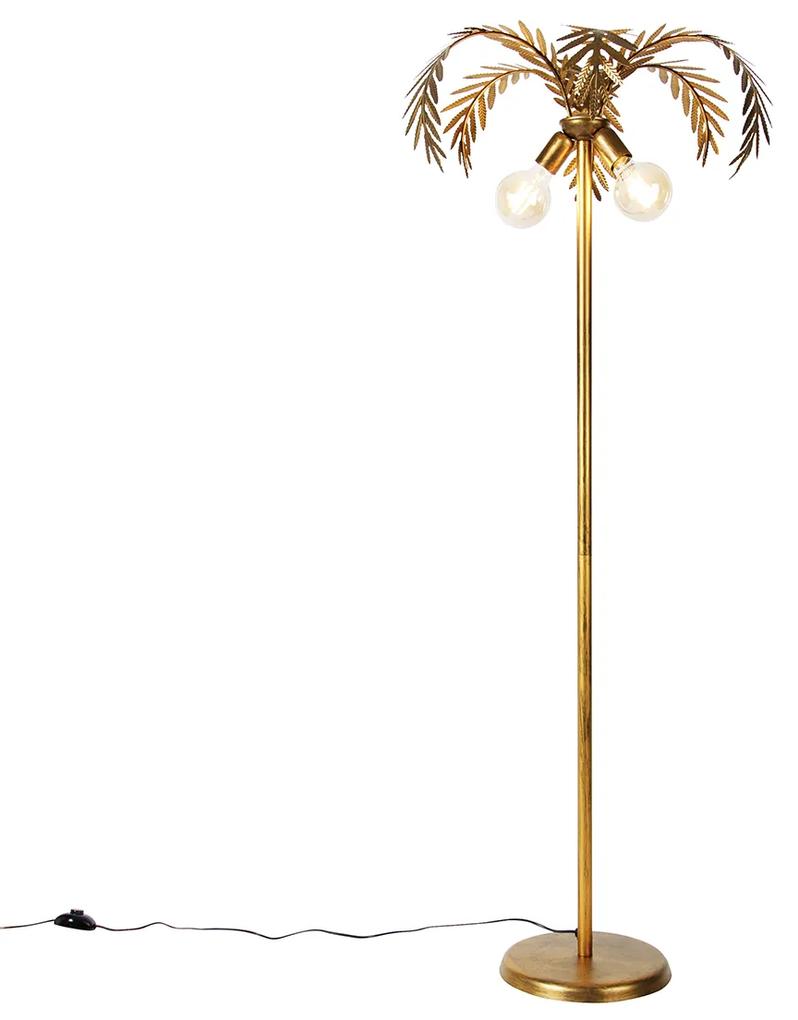 Candeeiro de pé vintage dourado com 2 luzes - Botanica Retro