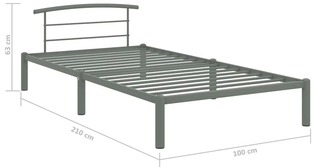 Estrutura de cama 90x200 cm metal cinzento