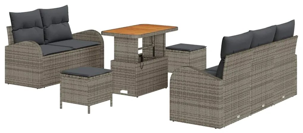 Conjunto de Sofá de Jardim vidaXL de 8 Peças com Almofadas Cinza Ratta