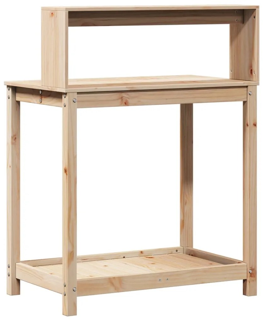 Mesa de jardinagem c/ prateleiras 82,5x50x109,5 cm pinho maciço