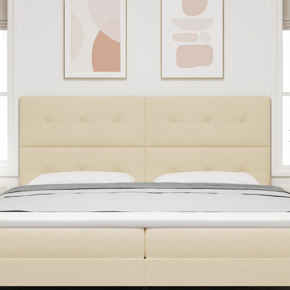 Cabeceira vidaXL Botões Estofada Creme 200 cm Tecido