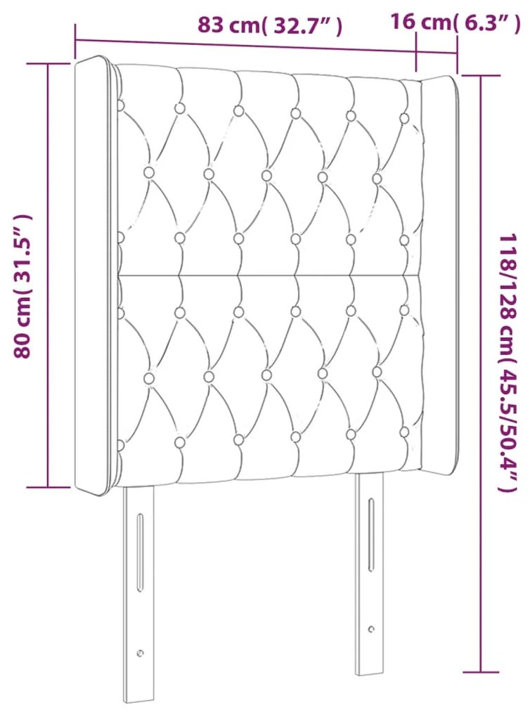 Cabeceira de cama c/ luzes LED tecido 83x16x118/128cm cor creme