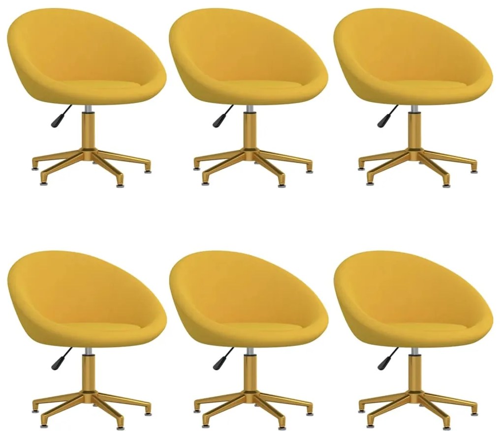 vidaXL Cadeiras de jantar 6 pcs veludo amarelo