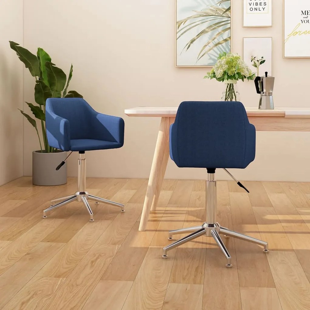 vidaXL Cadeiras de jantar giratórias 2 pcs tecido azul